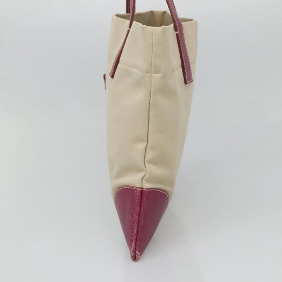 PRADA Hand Bag Canvas Leather Beige Purple Silver Auth - Picture 5 of 16